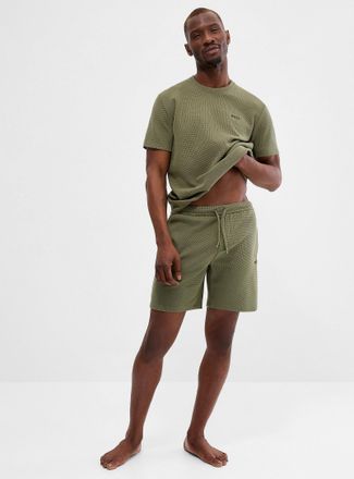 BOSS Mens Solid waffle pyjama short