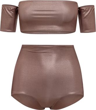 Alessandro Vigilante Glanzend badpak - Dames - Bikinis - Bruin - XS - Tweed - Badmode