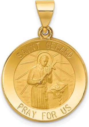 Diamond2Deal 14k Yellow Gold Polished and Satin St Gerard Medal Hollow Pendant