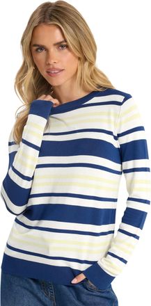 M&Co Petite Blue & Yellow Stripe Crew Neck Jumper - Womens