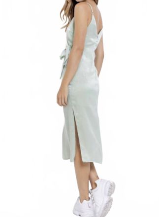 Le Lis Blanc Deux Bust Wrapped And Tie Satin Midi Dress In Sage