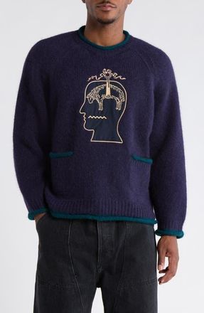 Brain Dead x Brooks Brothers California Logo Embroidered Roll Neck Baby Alpaca Blend Sweater in Navy at Nordstrom, Size Xx-Large