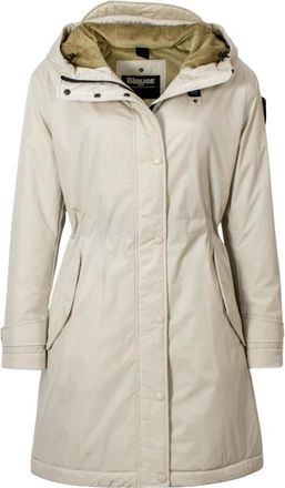 Blauer Lange Nylon Parka - Dames - Parka Jassen - Beige - S - Nylon - Jassen