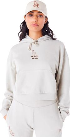 New Era Cooperstown Cropped Raglan Pullover Hoodie - Dames - Hoodies - Beige - M - Katoen - Hoodies & sweatvesten