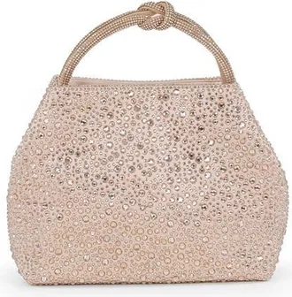 Badgley Mischka Joy Mix Crystal Mini Bucket Handbag in Champagne at Nordstrom, Size Small