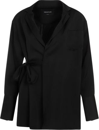 Fabiana Filippi Viscose Blazer - Dames - Blazers - Zwart - 2XS - Satijn - Jassen