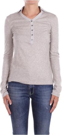 Dondup Grijze Logo Polo Shirt Knoopsluiting - Dames - Polos - Grijs - M - Katoen - Tops