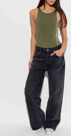 Palm Angels Bodysuit With Printed Logo, Womens, Green