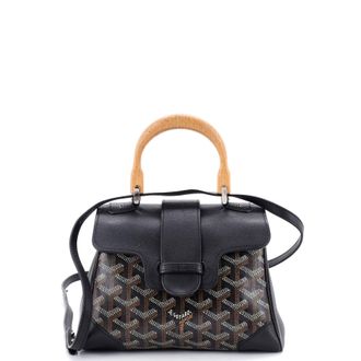Goyard Saigon Top Handle Bag Coated Canvas with Leather Mini