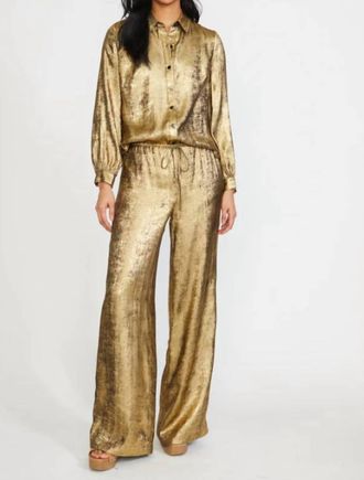 Stellah Wide Leg Rush Pant In Gold