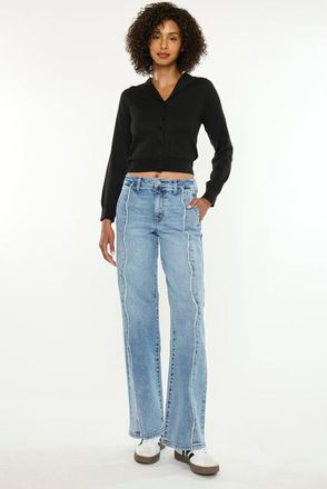 Kancan Skyline High Rise Wide Jeans in Medium Wash at Nordstrom, Size 29