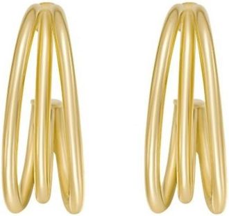 Tresorra 14K Yellow Gold Triple Row C Hoop Earrings