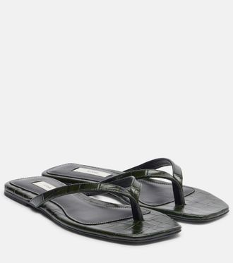 Toteme Croc-effect leather thong sandals