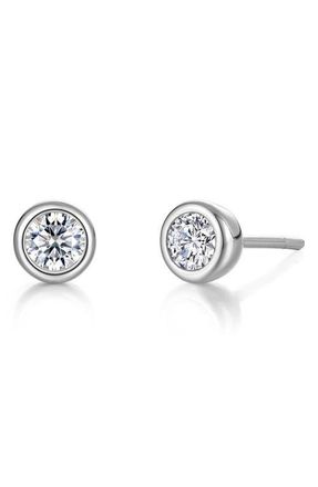 Lafonn Minimal Embrace Simulated Diamond Stud Earrings in Silver at Nordstrom