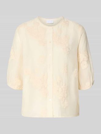 Jake*s Regular Fit Bluse mit floralem Zierbesatz in Beige, Gr&ouml;&szlig;e 46