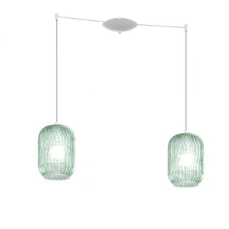 Top-Light Sospensione Contemporanea Tender Metallo Bianco Vetro Verde 2 Luci E27