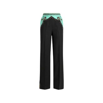 Etro Rechthoekige Zijden Broek met Geplaatste Sieradenprint - Dames - Straight fit broeken - Veelkleurig - S - Broeken
