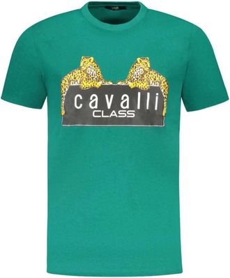 Cavalli T-shirt met ronde hals en korte mouwen - Heren - T-shirts - Groen - M - Katoen - Tops