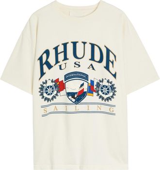 Rhude Rhude Usa Sailing Icon Printed Cotton T-shirt - White - XL