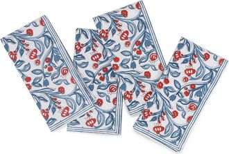 Tiramisu Set of 4 Cotton Napkins in Blue/red at Nordstrom Rack