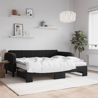 vidaXL Vidaxl - Sof&aacute; Cama Nido Con Colch&oacute;n Terciopelo Negro 90x200 Cm