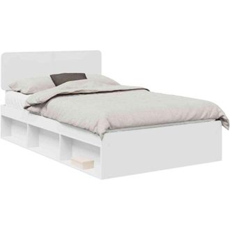 vidaXL Bed Frame with Headboard White 120 x 200 cm Solid Pine Wood vidaXL