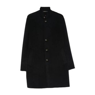 Montecore Wool Blend Stand Collar Overcoat - Heren - Mantel - Blauw - M - Wol - Jassen