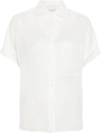 Eleventy Short Sleeve Shirt - Dames - Overhemden - Wit - M - Katoen - Overhemden