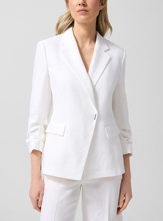BOSS Womens Gathered Sleeve White Linen Jacket