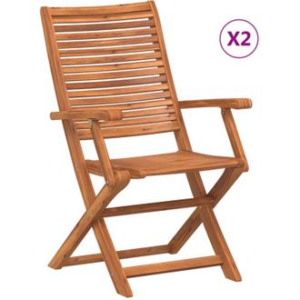 vidaXL Sillas Plegables Jard&iacute;n Y Reposabrazo 2uds Madera Maciza Acacia Vidaxl
