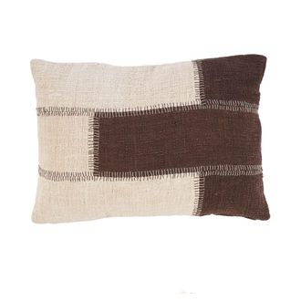 Bazar Bizar Funda de coj&iacute;n de algod&oacute;n en marr&oacute;n 50x70x2 cm