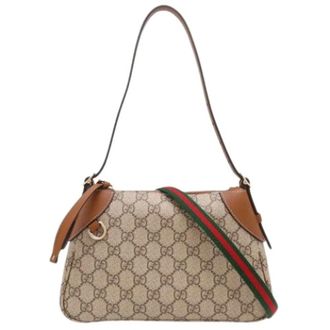 Gucci Pre-owned Sherry Line Schoudertas - Dames - Pre-owned - Beige - Maat: ONE Size Leer