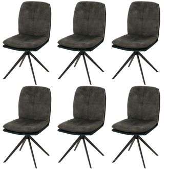 Hhg Hhg - Lote De 6 Sillas De Comedor 178, Silla De Cocina, Sill&oacute;n, Posici&oacute;n Autom&aacute;tica Giratoria, Metal Tela/textil, Verde