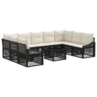vidaXL Conjunto De Sof&aacute;s De Jard&iacute;n 10 Pcs Negro Rat&aacute;n Sint&eacute;tico Vidaxl