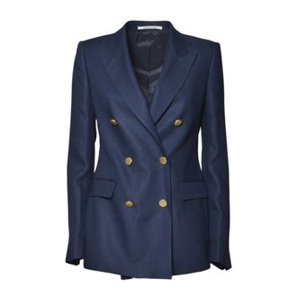 Tagliatore J-Parigi Double-Breasted Jacket In Blue Linen Twill