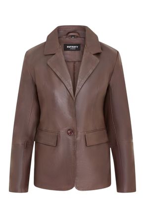 Infinity Leather Womens Soft Conker Brown Leather Blazer Jacket-Apeldoor