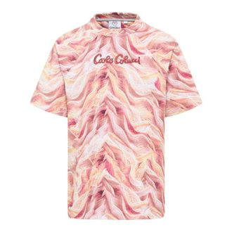 Carlo Colucci Kunstmatige Gebreide T-shirt - Heren - T-shirts - Oranje - XL - Katoen - Tops