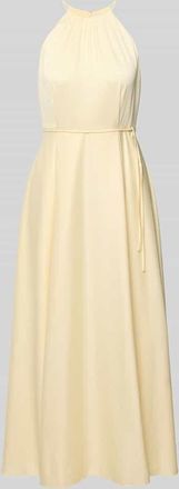 Jake*s Cocktailkleid aus Satin mit Bindeg&uuml;rtel in Hellgelb, Gr&ouml;&szlig;e 32