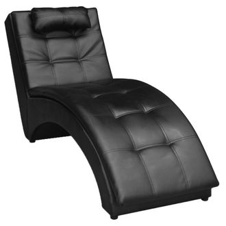 vidaXL Div&aacute;n Con Almohada De Cuero Sint&eacute;tico Negro Vidaxl