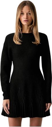 Elisabetta Franchi Mini Gebreide Jurk - Dames - Kleedjes - Zwart - XL - Kleedjes