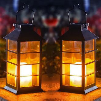 OEM Farol Solar Para Jard&iacute;n Exterior, 2 Unidades, Con Efecto Llama, Resistente Al Agua Ip44, Para Mesa, Patio, Valla, Entrada De Veh&iacute;culos