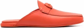 Ferragamo Mens Logo Buckle Backless Slipper Mule In Red