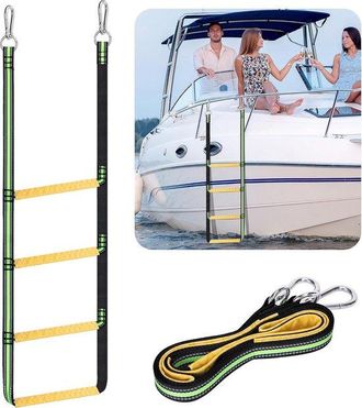 OEM Escalera De Cuerda, 4 Pelda&ntilde;os, 200 Kg, Escalera Plegable, Pontones, Kayaks, Motos Acu&aacute;ticas, Veleros, Canoas, Verde Fluorescente