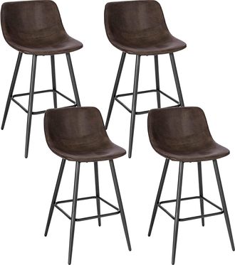 Woltu Woltu Set Di 4 Sgabelli Da Bar Con Schienale. Sgabelli Alti Con Seduta Imbottita In Similpelle. Sedie Da Cucina Con Gambe Metalliche. Altezza Seduta 6