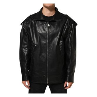 Dolce & Gabbana Full Zip Jacket - Heren - Leren en Su&egrave;de Jassen - Zwart - 3XL - Leer - Jassen