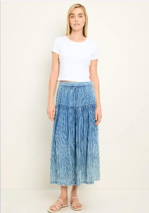 Michael Stars Emi Tiered Skirt In Indigo Stripe