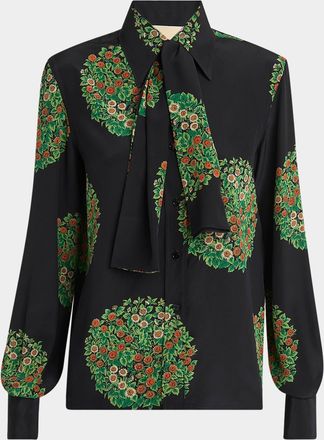 Valentino Garavani Floral-Print Silk Crepe De Chine Shirt