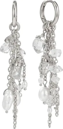 Awe Inspired Pearl & Crystal Linear Chain Earrings in 925 Sterling Silver at Nordstrom