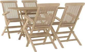 vidaXL Vidaxl - Juego De Comedor De Jard&iacute;n 5 Piezas Madera Maciza De Teca
