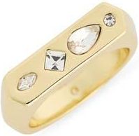 Covet Cubic Zirconia Signet Ring in Clear/Gold at Nordstrom Rack, Size 6